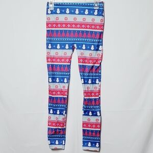 Christmas snowman seamless pull on leggings sz S/M